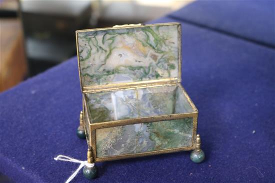 Two 19th century gilt metal framed agate caskets height 5cm